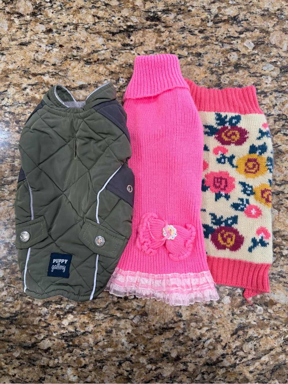 Quilted Dog Jacket, knitted clothes S size   I001